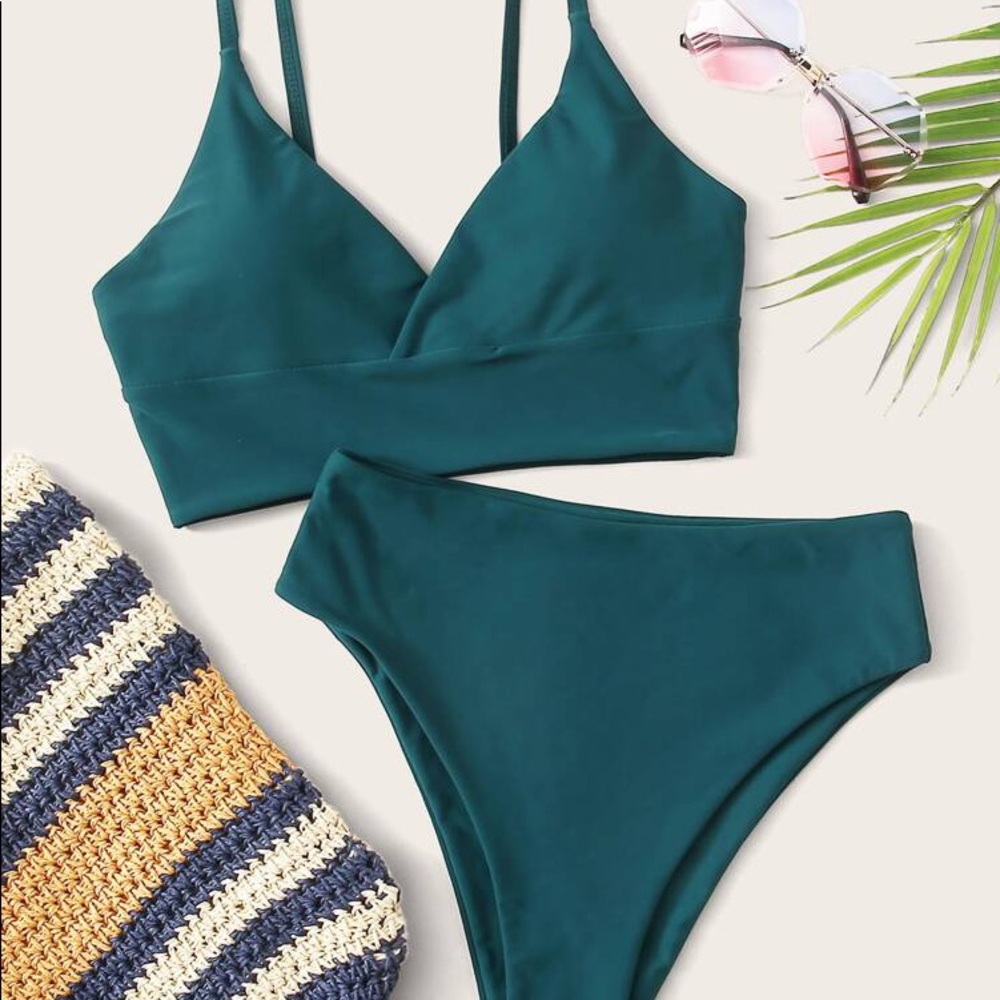 Shein Bikini High waist dark teal size small